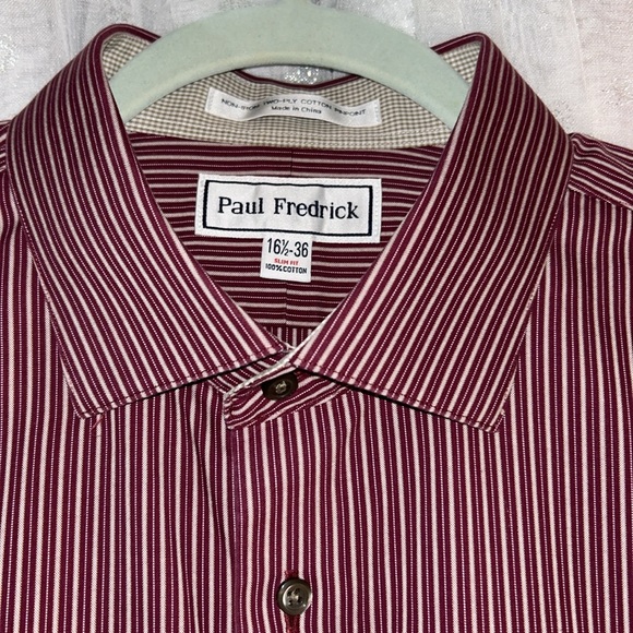 Paul Frederick Size 16 1/2 Slim Fit Non Iron Long Sleeve Button Down Shirt - Picture 5 of 11